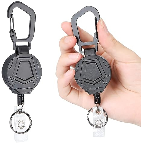 Encuryna Lot de 2 porte-clés extensibles avec mousqueton - Porte-clés rétractable - Porte-clé - Rouleau d'identification - Avec câble en fil d'acier de 60 cm