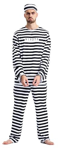 ALMDA Halloween Disfraz Preso Hombre: Carnaval Disfraz de Preso Hombre (XL)
