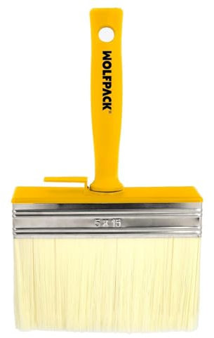 WOLFPACK LINEA PROFESIONAL Brocha Profesional Techos 150x50 mm. Cerda Blanca. Mango Ergonomico, con Gancho. Brocha Pintura, Brocha Pintor Profesional