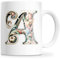 Cheerset Tasse avec Lettre et Initiale – Tasse à Café Alphabet Personnalisé avec Motif Floral – Tasse Personnalisé Mug Cadeau pour Femme, Maman, Dame, Amie – Cadeau Anniversaire, Fête des Mères
