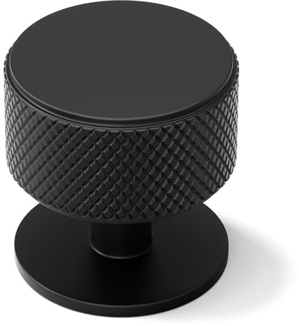 Goldenwarm 5 Pack Black Drawer Knobs, Knurled Matte Black Cupboard Door Knobs Aluminum Alloy Single Hole Cabinet Handles