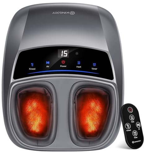 KINGJOY Foot Massager with Heat for Neuropathy, [2026 Upgraded], Deep Kneading Shiatsu Foot Massager for Plantar Fasciitis, Fits Up to Men Size 14, Gifts for Women Mom Men Dad Seniors
