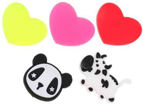 Veemoon Lot de 5 Amortisseurs de Vibrations en Silicone Créatifs pour Raquette de Tennis Formes Cœur Cartoon Multicolores Accessoires Anti-Vibration pour Sports de Raquette