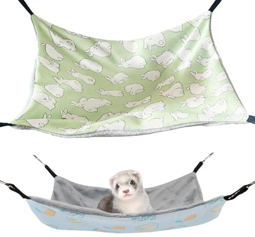 GIUSOBG 2 PCS Animaux de Compagnie Hamac Vert et Bleu Rat Accessoires Cage