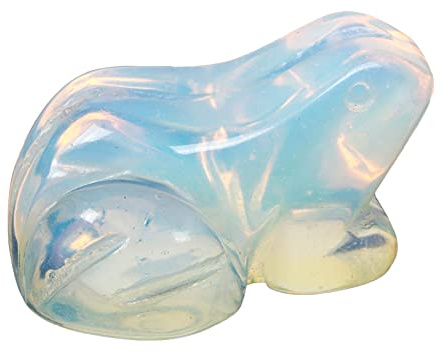 Loveliome Opalite Gemstone Frog Crystal Figurine, Small Hand Carved Pocket Healing Crystal Statue Animal Sculpture 1.5 Inches