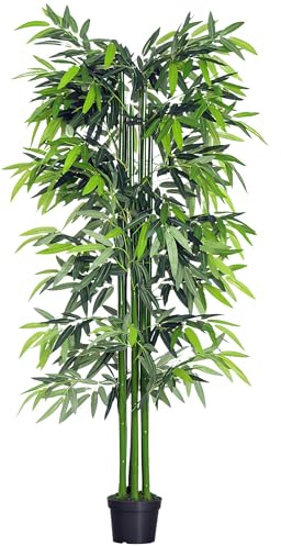 Outsunny Pianta di Bambù Artificiale in Vaso da 180cm, Decorazione per Casa, Ufficio, Interni ed Esterni