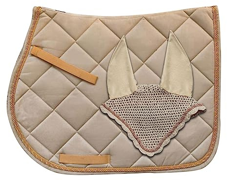 Horses Tapis de selle + Bonnet Regent Beige Full, Style et Confort pour Votre Cheval de Tosoni Selleria
