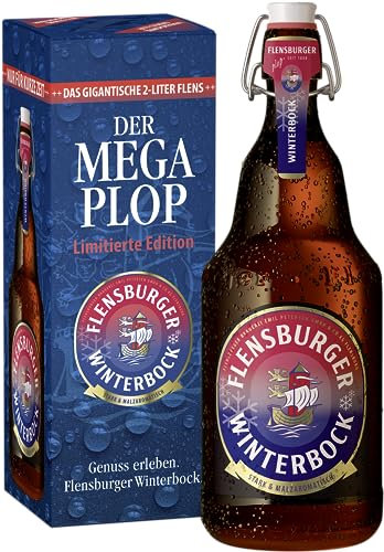 Flensburger Winterbock Mega Plop, Bier Flasche Einweg (1 X 2.0 L) Karton, Geschenkkarton, Biergeschenk