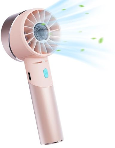 Lepwings Handventilator, Mini Ventilator USB aufladbar mit 4 Geschwindigkeiten, 16 Stunden lange Arbeitszeit, Klein tragbarer Ventilator für Reisen, Büro, Zuhause, Draußen - Hellrosa