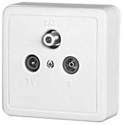 Antena de superficie para TV, FM y SAT, blindada; ideal para recepción de señales en interiores y exteriores.