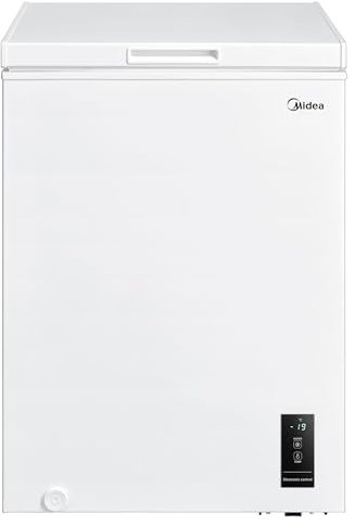 MIDEA Arcon Congelador Pequeño Horizontal de 99L, Motor Inverter, Control Electrónico de Temperatura, Tecnologia D-TYPE Tube, Cestas con Asa, Easy Move, Silencioso 39dBA, Bajo Consumo, Blanco