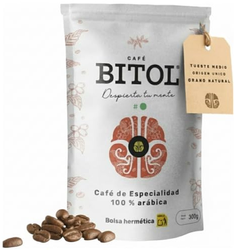 BITOL #1 | Café de Especialidad en Grano Natural | 100% Arábica, Origen Único Colombia Huila Supremo | Gourmet, Tueste Medio, Intensidad Suave, Notas de Chocolate y Caramelo | Bolsa Hermética, 300g
