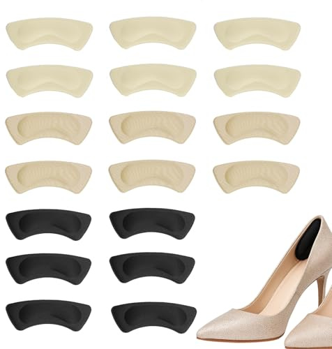 Protections de Talon en Mousse 4D, 9 Paires de Semelles Antidérapantes, Auto-adhésives, Douces et Respirantes, Évite les Frottements, Adaptées aux Talons Hauts, Chaussures en Cuir et Surfaces Lisses