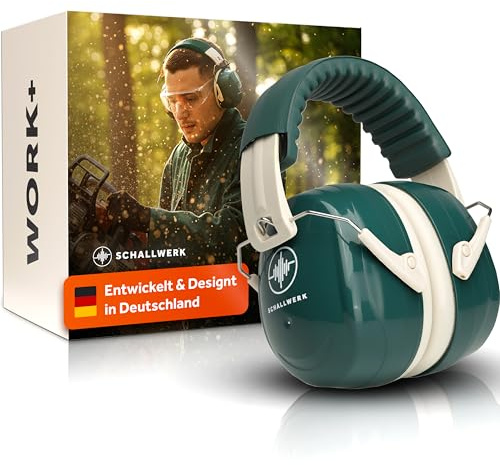Schallwerk ® Work+ | Arbeit Gehörschutz – Größenverstellbare Hörschutz Ohrenschützer, Hochwertige Lärmschutz Kopfhörer – Kapselgehörschutz für Arbeit und Alltag (Forest Green)