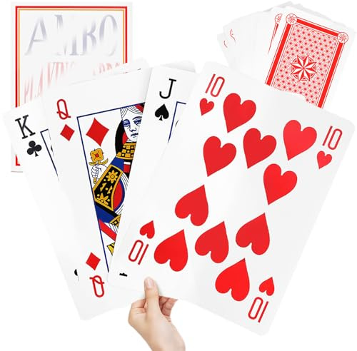 Vidoxdu Gigantic Playing Cards - Extra A4 Large 28cm x 20cm, Superb Handling & Durability for Garden, Friends Invite, Party Games & Casino Party Decoration