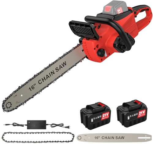 Motosega a batteria 16 pollici, motosega elettrica con batteria 2 * 4.0AH, motore brushless da 2000W, motosega a batteria con oliatore automatico per cesoie da giardino, potatrice, taglio del legno