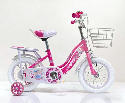 Girls Bike Pink , 12/14/16/18/20 Inch, Kids Bike, Purple Children's Bicycle, Kids Bicycle, Child Road Bike, Adjustable Bike 2-12 Years Old, Training Wheel, Stabilisers, Basket, Tool Kit (12 Inch)
