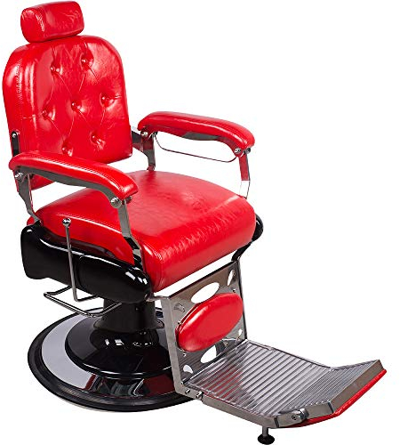 206023 Friseurstuhl Herrenstuhl rot mit Fußablage