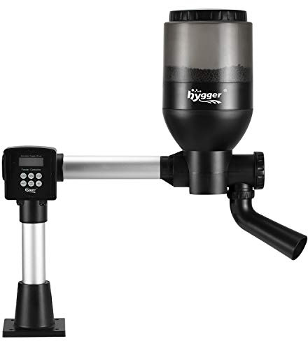 hygger LCD Control Automatic Pond Fish Feeder, Capacity 5.5L，DC 12V