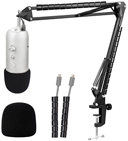 Blue Yeti Mic Stand with Pop Filter - Suspension Microphone Boom Arm Stand with Mic Cover Compatible with Blue Yeti Pro by YOUSHARES