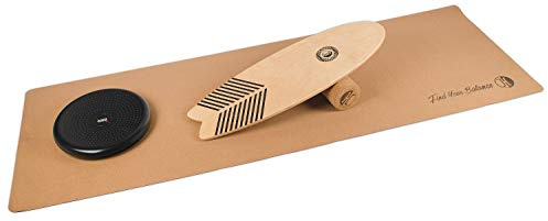 Jucker Hawaii Balance Board Homerider Local Ocean – Set XL con Cuscino Equilibrio, Tappetino di Sughero e Cuscino per Equilibrio