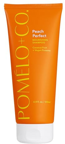 Pomélo+Co. Feuchtigkeitsspendendes Pfirsich Shampoo mit Pflanzenproteinen für mehr Glanz und Geschmeidigkeit/Haarpflege für trockenes Haar/Peach Perfect 200ml