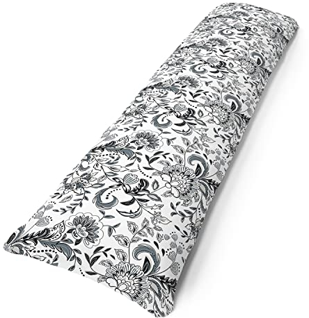 Amilian Seitenschläferkissen inkl. Füllung und Baumwolle Bezug: 150cm x 40cm, Stillkissen, Schwangerschaftskissen, Lagerungskissen Baby und Erwachsene: Folk Weiß