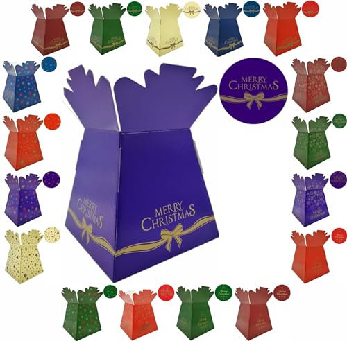 Festive Christmas Design Bouquet, Flower Box/Vase - Transportation Xmas Display Boxes (Merry Xmas Bow - Purple)