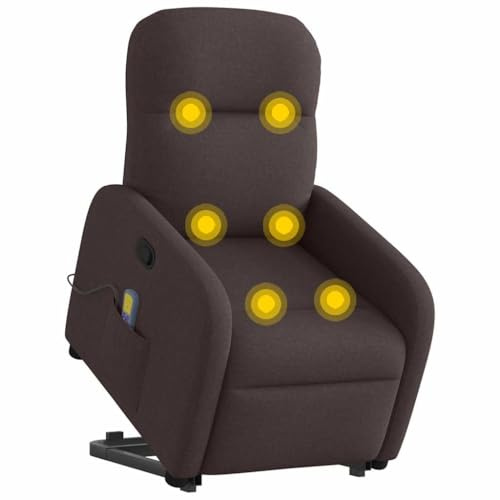 vidaXL Massagefåtölj med uppresningshjälp mörkbrun tyg