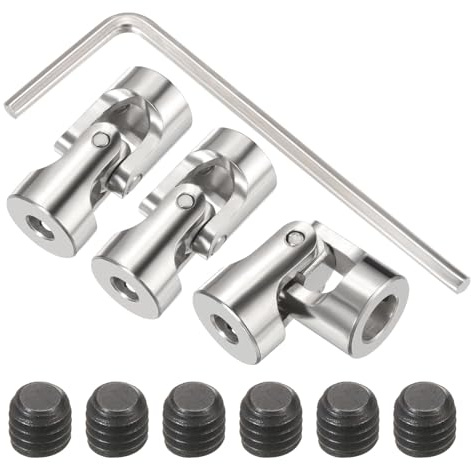 QUARKZMAN 3Pz 4mm a 6mm ID Sterzo Giunto Universale Albero Accoppiamento, L23XD11 Metallo 45° Gradi Giunti Rotabili Accoppiatore con Viti Set Chiavi per Auto Modello Nave Albero