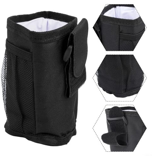 Adjustable Drink Bottle Cup Holder Black Oxford Cloth Waterproof Accessory for Wheelchair Knee Walker Rollator