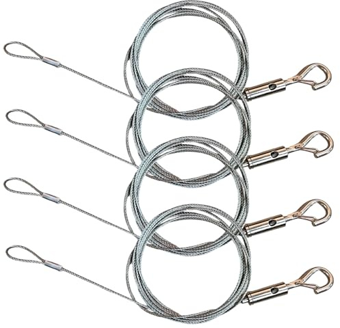4PCS Picture Hanging Wire High Strength Stainless Steel Mirror Wire, 2m Adjustable Hanging Rope, Wire Rope with Hook and Loop for Mirrors, Photo Frames and Flower Pots
