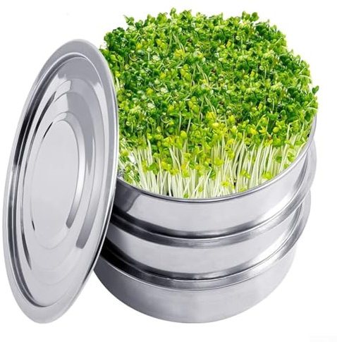 Besttoolifes Kit di contenitori per germogliare da interni, sistema di vassoio di germinazione a rete in acciaio inossidabile, design a più livelli, per semi, germogli e microgreens in crescita (A)