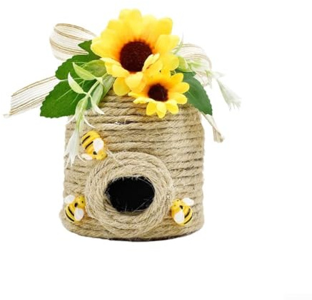 Decoración rústica de colmena de abeja con diseño único hecho a mano, para detalles del hogar temáticos de primavera (C y C)