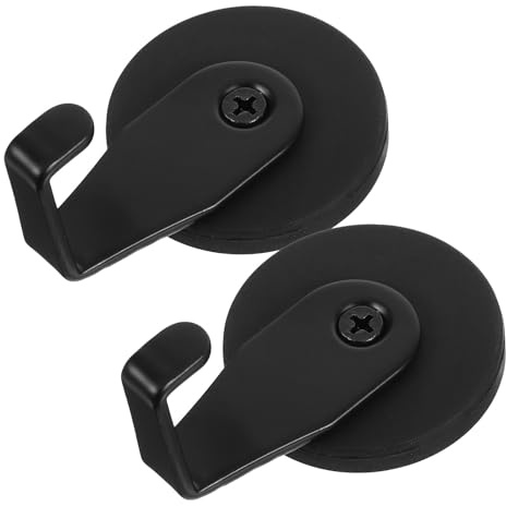 Kisangel Crochets magnétiques pour couronnes de porte d'entrée 2pcs en fer noir, installation sans perçage, pour décorations saisonnières et bureau