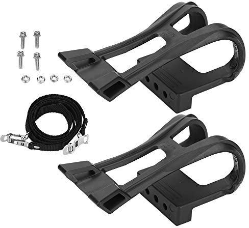 Broco Pedalschlaufen, Kunststoff Schwarz Verstellbare Bike Pedale Straps Anti-Rutsch-Toe Clip Gürtel Fahrrad Zubehör