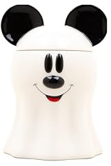 Disney Decorations Mickey Mouse Ghost Cookie and Candy Jar | Cute Ceramic Housewarming Gifts For Men And Women And Kids | Official Diseny Licensee | 1 Set