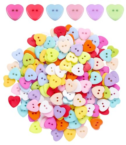 100PCS Love Buttons - Double Hole, Mixed Color Sewing Buttons for Baby Cardigans, Clothing Accessories (12.5mm)