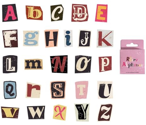 CPJJ 104 Hojas de letras adhesivas, letras adhesivas pequeñas, pegatinas de letras, pegatinas con forma de letras, para bricolaje, carteles, buzones, estuche de viaje