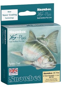 Snowbee XS‑Plus Hover Slow Intermediate Fly Line, Mustard and Ivory, Sink Rate 1–1.5 ips, Floating Running Line, WF7, for Sub-Surface Trout Fishing in Stillwaters
