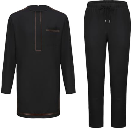 NaLatia Costumes Africains pour Hommes Ensemble 2 Pièces Manche Longue Chemise et Pantalon Décontractés Tenues Dashiki Traditionnelles Vêtements Survêtement
