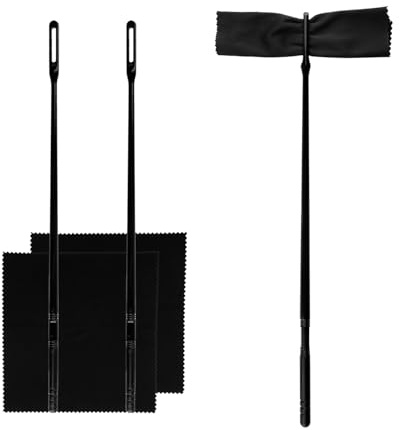 Tabanzhe Flute Cleaning Kit – 3 PCS Flute Cleaning Rods with 3 PCS Cleaning Cloths, Professional Flute Cleaner & Maintenance Accessories for Musical Instrument Care and Polishing