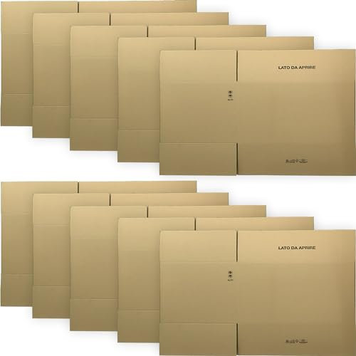 Sicignano | Caja de cartón americana, 40 x 40 x 9 cm, doble onda, resistente, con símbolos – Para envío, envío, embalaje, mudanza, almacén, embalaje – Disponible en paquetes (20)