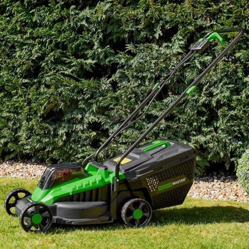 Garden Master 20V Cordless Lawn Mower | 4ah Battery and Charger Included | 32cm Cutting Width | 30L Grass Collection | Adjustable Cutting Height | Compact & lightweight | Black & Green