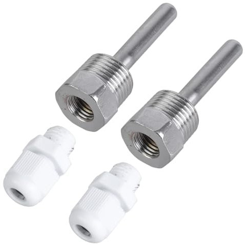 Confezione da 2 manicotti per sensori di temperatura, 8 x 50 mm, filettati in acciaio inox per precisione