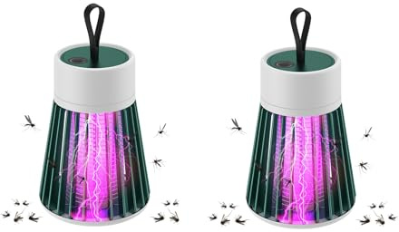Mosquito Killer Lamp,USB Rechargeable Electric Fly Zapper,Portable Bug Zapper with Brush,360° Attract Insect Fly Zappers for Indoor Outdoor,Home,Bedroom,Camping (Green-2PCS)
