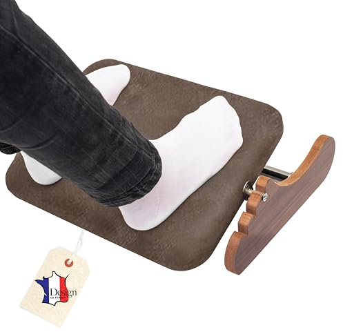 Mszerone® ergonomischer Fußstütze aus Holz – 3 Höhen (6/8/10 cm), gepolsterte Knöchelstütze, weiches Mikrofaser-Suède, rutschfeste Silikonfüße – ideal für Büro, Home-Office & bessere Haltung