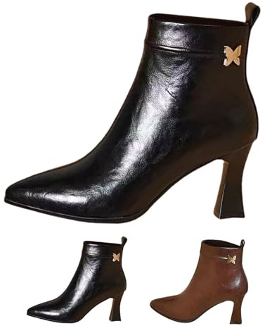Stivaletti da donna con tacco a spillo – Tacchi alti neri chiusi Chelsea Boots con chiusura lampo – Scarpe da sera eleganti in ecopelle, Nero , 38 EU