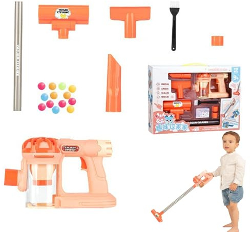 Simulación De Juguete De Aspiradora - Juegos De Limpieza De La Casa De rol para Niños con Audio Y Receptor De Polvo Realista para Los Niños | Electric Fint Aspirador para Más De 3 Años, G