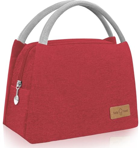 Flying Pottery 8L Borsa Termica Porta Pranzo, Borsa Frigo Pranzo Ufficio, Lunch Bag per Donne e Uomini, Portapranzo Termico per Scuola, Lavoro, Viaggi, Campeggio, Picni (Rosso)